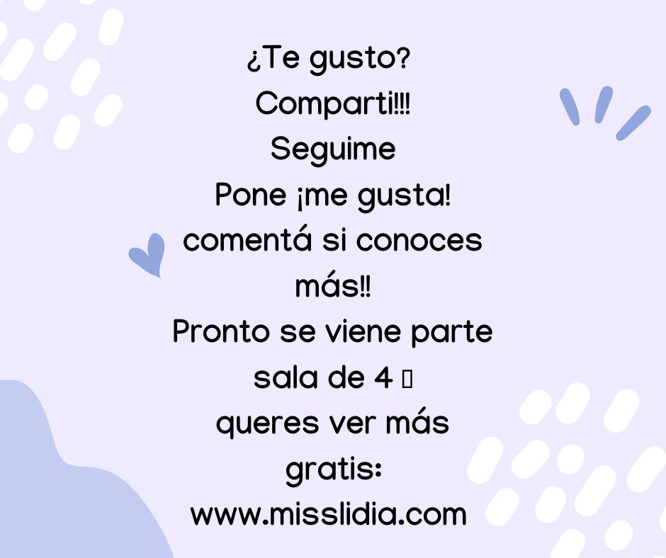 Compartir propuestas de juegos para sala de 3 Placa con texto de invitación a compartir, seguir y comentar, y una mención a que pronto habrá contenido para sala de 4 y un sitio web.