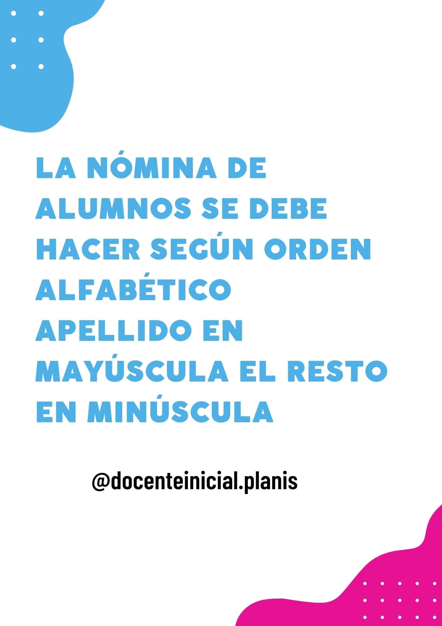 Nómina de alumnos en el registro Placa sobre la organización alfabética de la nómina de alumnos y el uso de mayúsculas en los apellidos.