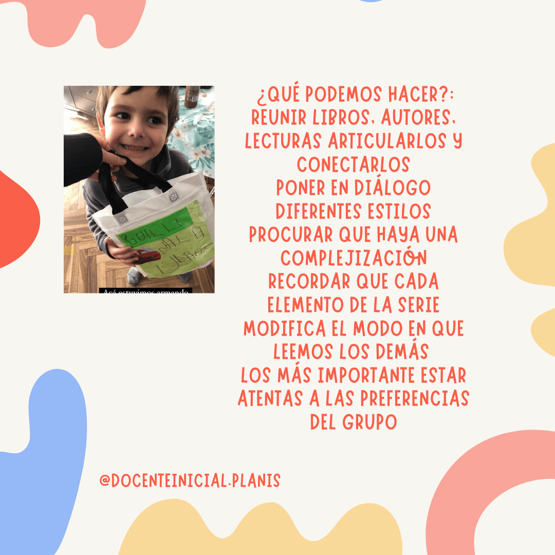 Reunir libros, autores y lecturas en diálogo Un niño sonríe a cámara mientras sostiene una bolsa de tela con un papel pegado al frente. A la derecha hay un texto sobre reunir libros, autores y lecturas.