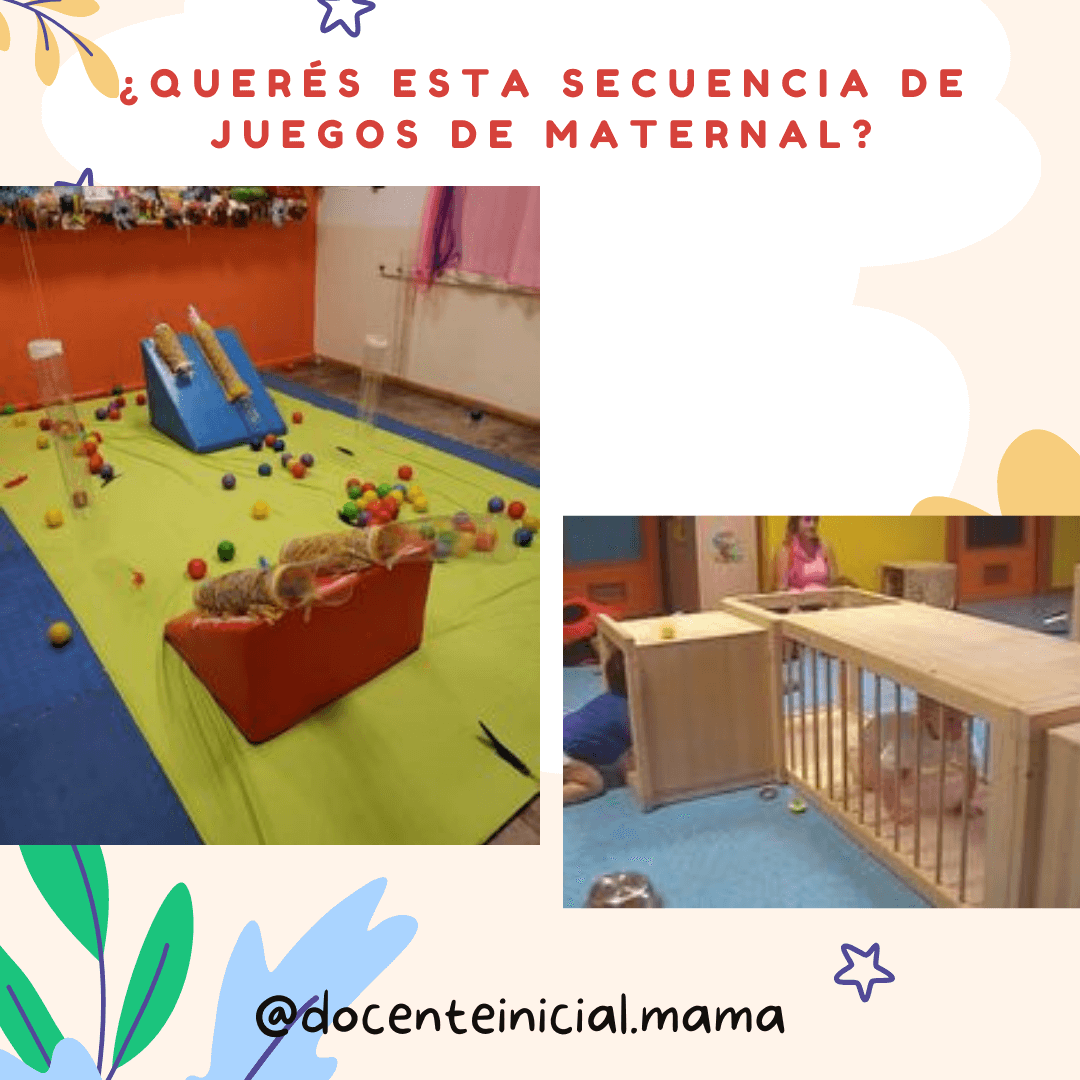 Fotografía de un espacio de juego en interior con colchonetas, pelotas pequeñas y estructuras de madera; al fondo se ve una persona sentada detrás de un mueble bajo.