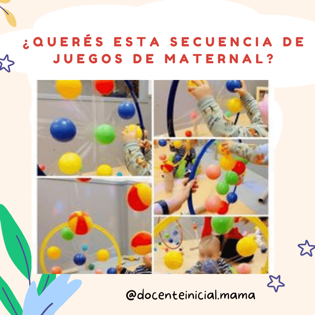 Montaje de varias escenas de juego en interior con aros, pelotas de colores y manos de niños interactuando con materiales de motricidad.