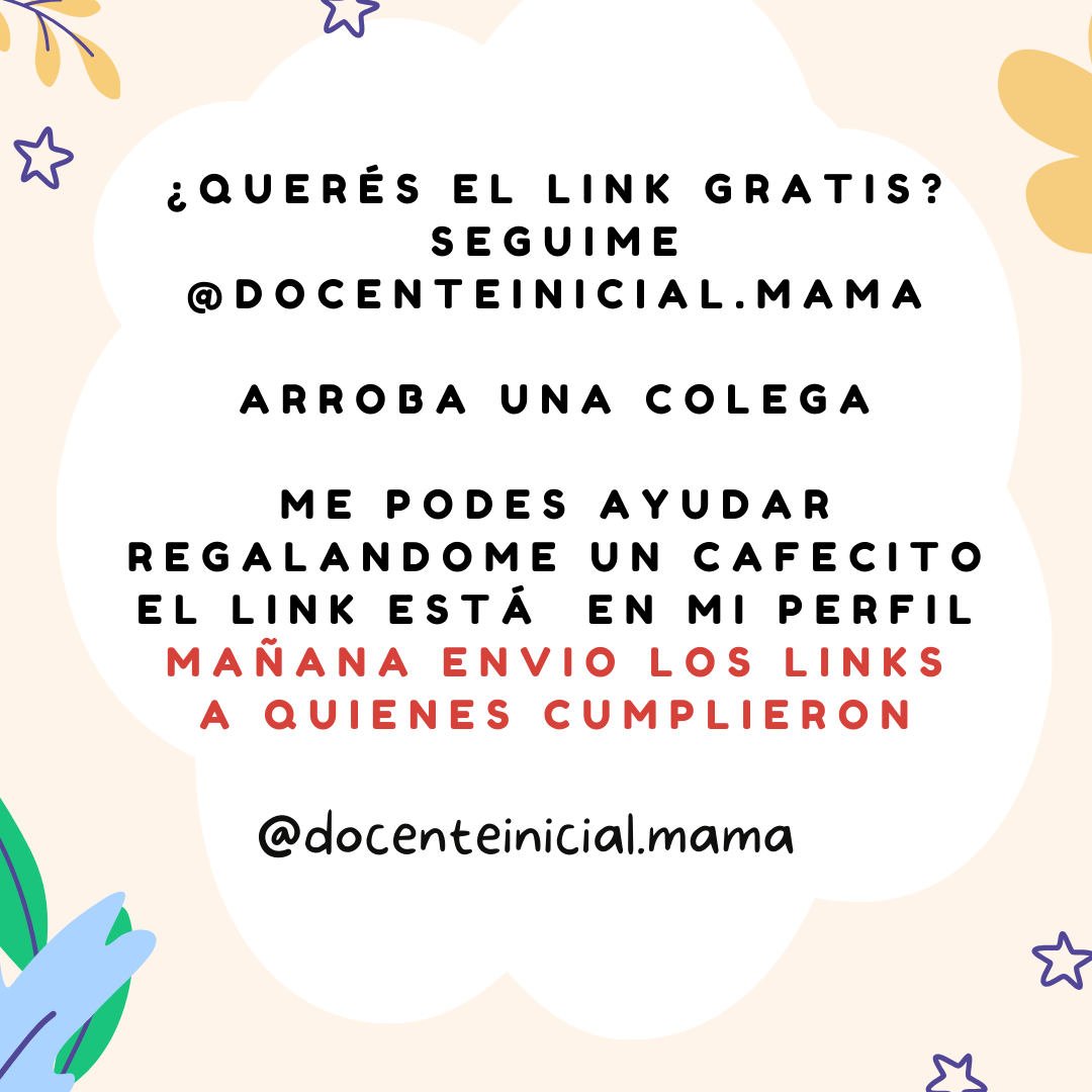 Placa gráfica con texto centrado en español y la firma @docenteinicial.mama, sobre fondo claro con dibujos decorativos infantiles.