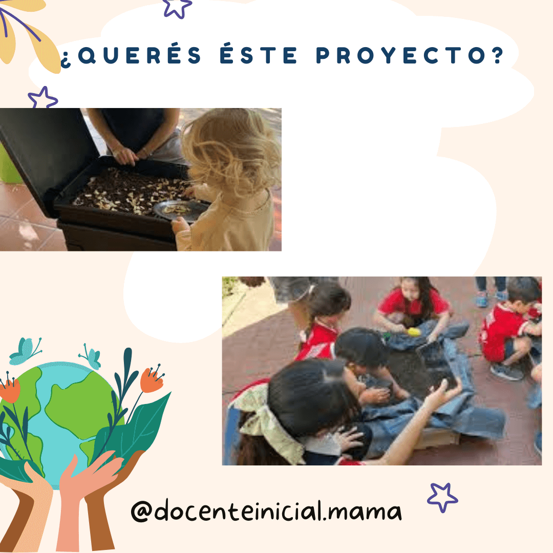 Una niña mira una caja negra abierta con restos sobre la superficie mientras un adulto aparece detrás; a la derecha, varios niños están sentados alrededor de materiales del proyecto.
