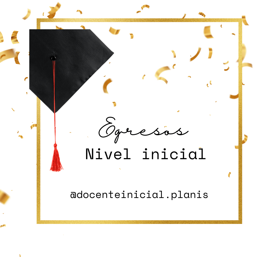 Egresos del nivel inicial: portada de la serie Composición sobre fondo blanco con un birrete negro en la esquina superior izquierda, una borla roja y el texto 'Egresos Nivel inicial' en el centro.